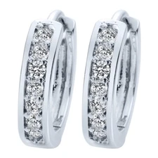 925 Sterling Silver or Gold Plated Cubic CZ Huggie  Earrings 15mm Men Women E48