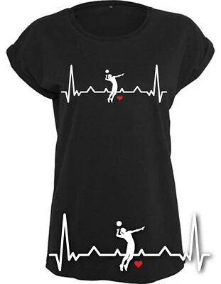 Volleyball Damen T-Shirt i love Volleyball Herzschlag Volleyballerin Shirt - Bild 1 von 3