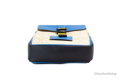 Coach (CH117) Khaki Blue Jay Colorblock Track Pack Shoulder Bag Backpack - Picture 4 of 7