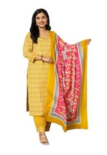 Women Printed Kurta and Afgani Pant Set with Dupatta