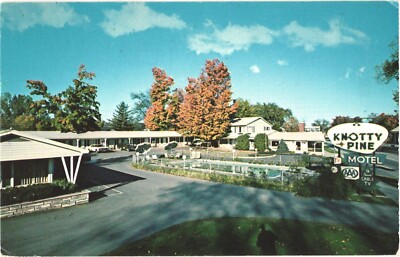 Bennington Vermont Knotty Pine Motel Bird's Eye View Vintage Postcard