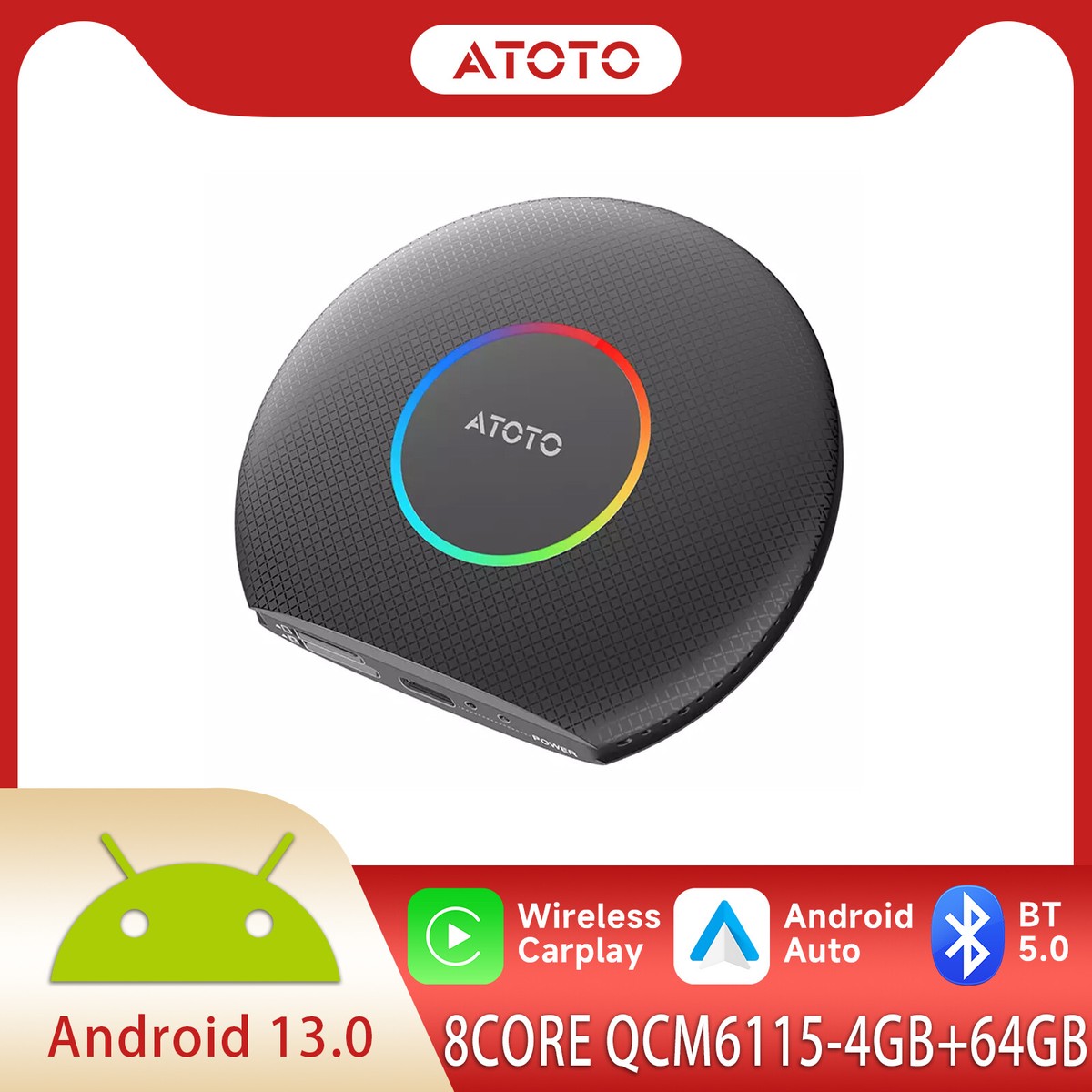 新品⭐︎ ATOTO CB6A CarPlay Ai Box Android 13 ATOTO Android 13.0 Wireless CarPlay AI Box Android Auto