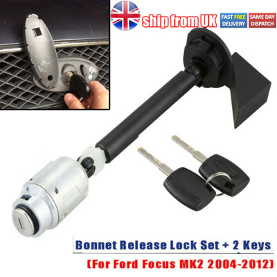 Bonnet Release Lock Latch 2 Key For FORD FOCUS MK2 1343577 Repair Set ...