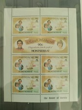 Bloc de 7 timbres Montserrat 1981 (mariage royal), MNH,OG