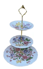 Custom 3 Tier 13" Pastry Stand Made With Vintage Johnson Bros England Plates