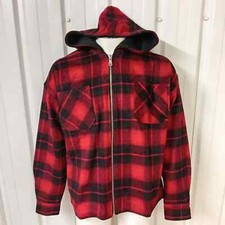 Zip Flannel Hooded Shirt/Jacket Red/Black Mens Shacket SUMMIT UK