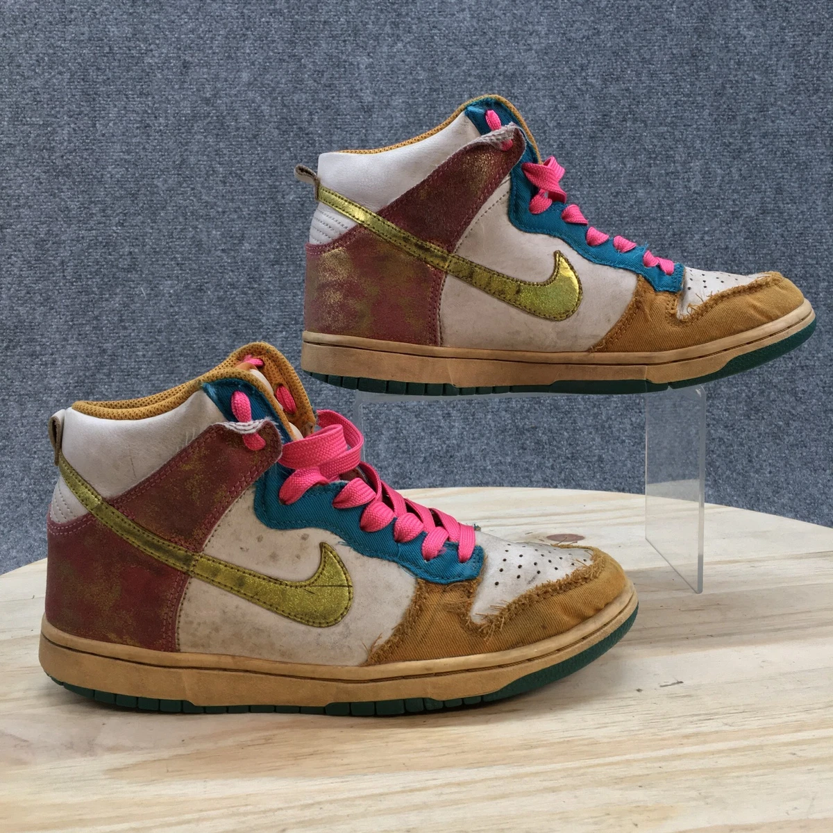 Nike Shoes Womens 8 Dunk High 6.0 Sneakers Swan Metallic Gold Casual  342257-172