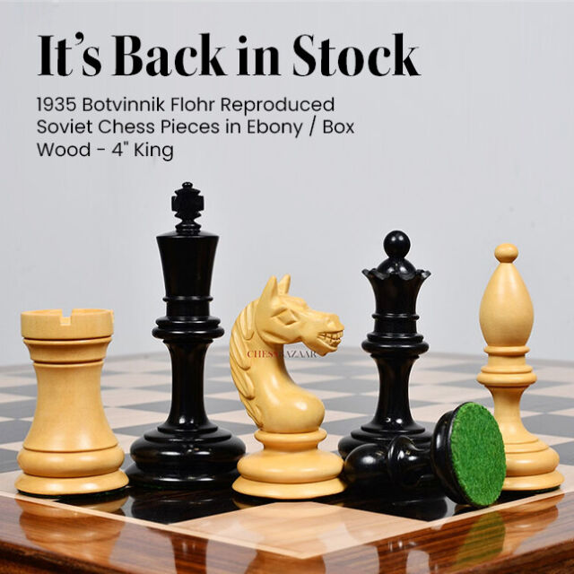 Combo of The Bridle Study Analysis Chess Pieces in Ebonized and Boxwood  with Wooden Deluxe Black