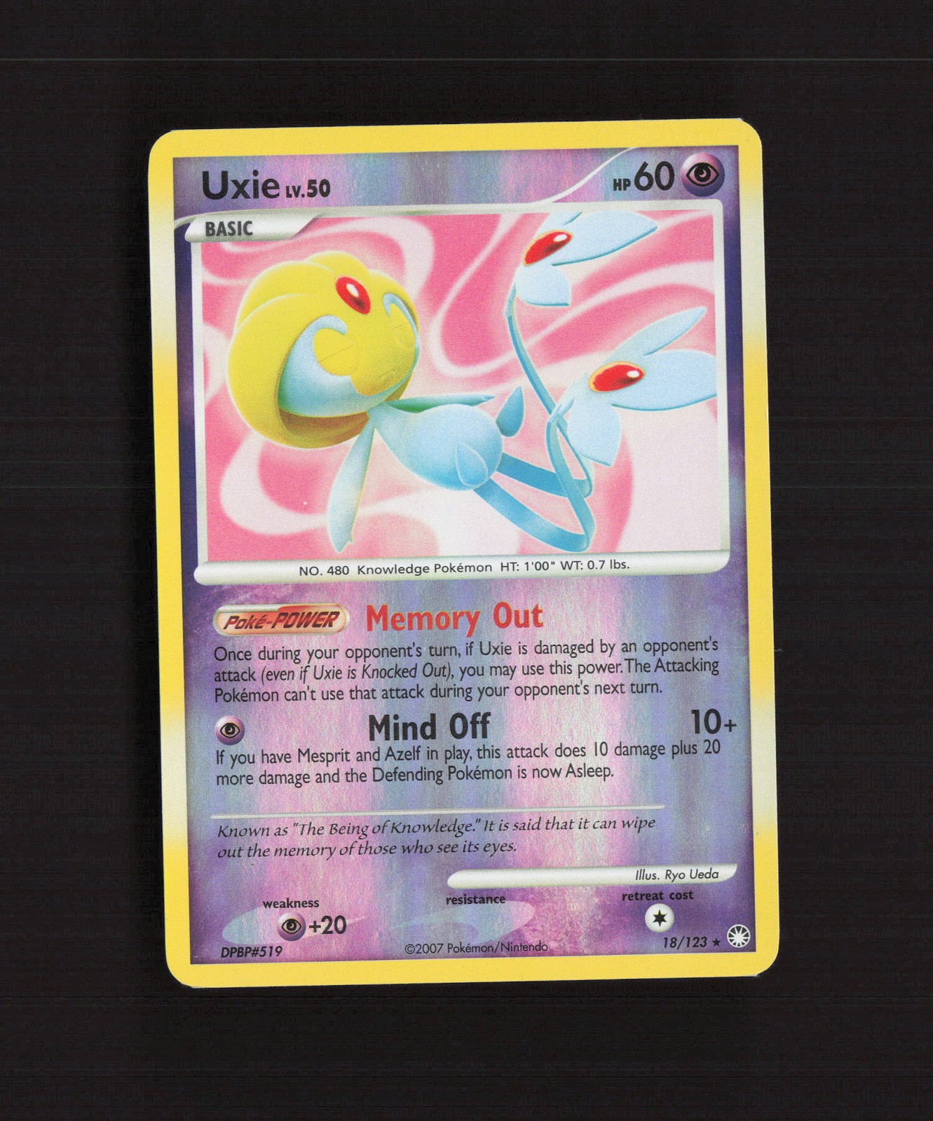 Uxie 18/123 Mysterious Treasures Reverse Holo Rare Pokemon Card LP