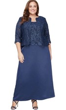 Alex Evenings Two Piece Mother of The Bride Dress with Lace Jacket Size 22W 239