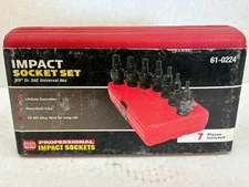 NAPA 7-Piece NPT 610224 Swivel 3/8" Drive Impact SAE Hex Bit Set 3/16" - 1/2" ^