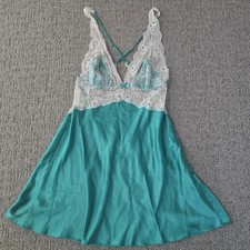 Victorias Secret Y2K Babydoll Bow Slip Cami Top Size L Green Fairy Coquette