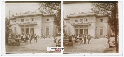 Internationale Ausstellung, Paris, Glasplatte, Stereofoto, N&B 6x13 cm