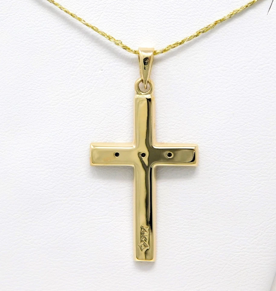 Colgante de oro de 13 quilates con motivo de cruz de diamantes de mediados de siglo de 1 1/2" x 3/4" B9006 Foto 3 de 4