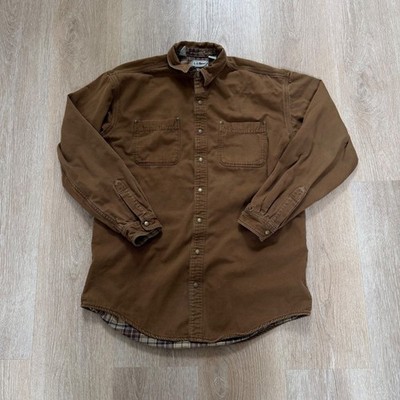 VTG LL Bean Flannel Lined Canvas Field Jacket Mens Large Tall Brown Made in USA