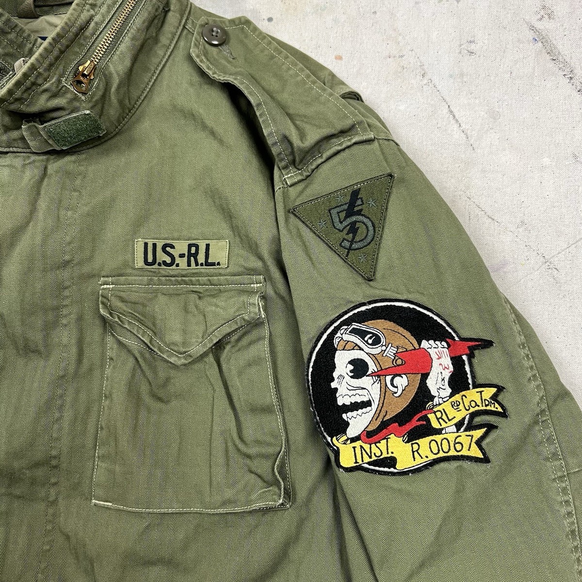 Polo Ralph Lauren M65 Herringbone Field Jacket Skull Patch Mens