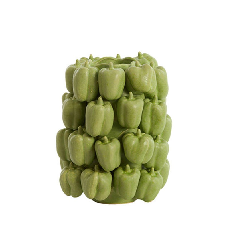 Vase Bellpepper vert en céramique de 33cm pour sublimer votre salon