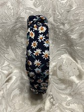 Black Floral Top Knot Fabric Headband Bohemian Festival Hair Accessory