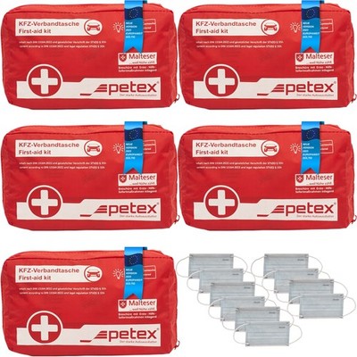 5x Verbandtasche DIN13164:2022 Erste Hilfe Set Koffer rot Verbandkasten KFZ Auto