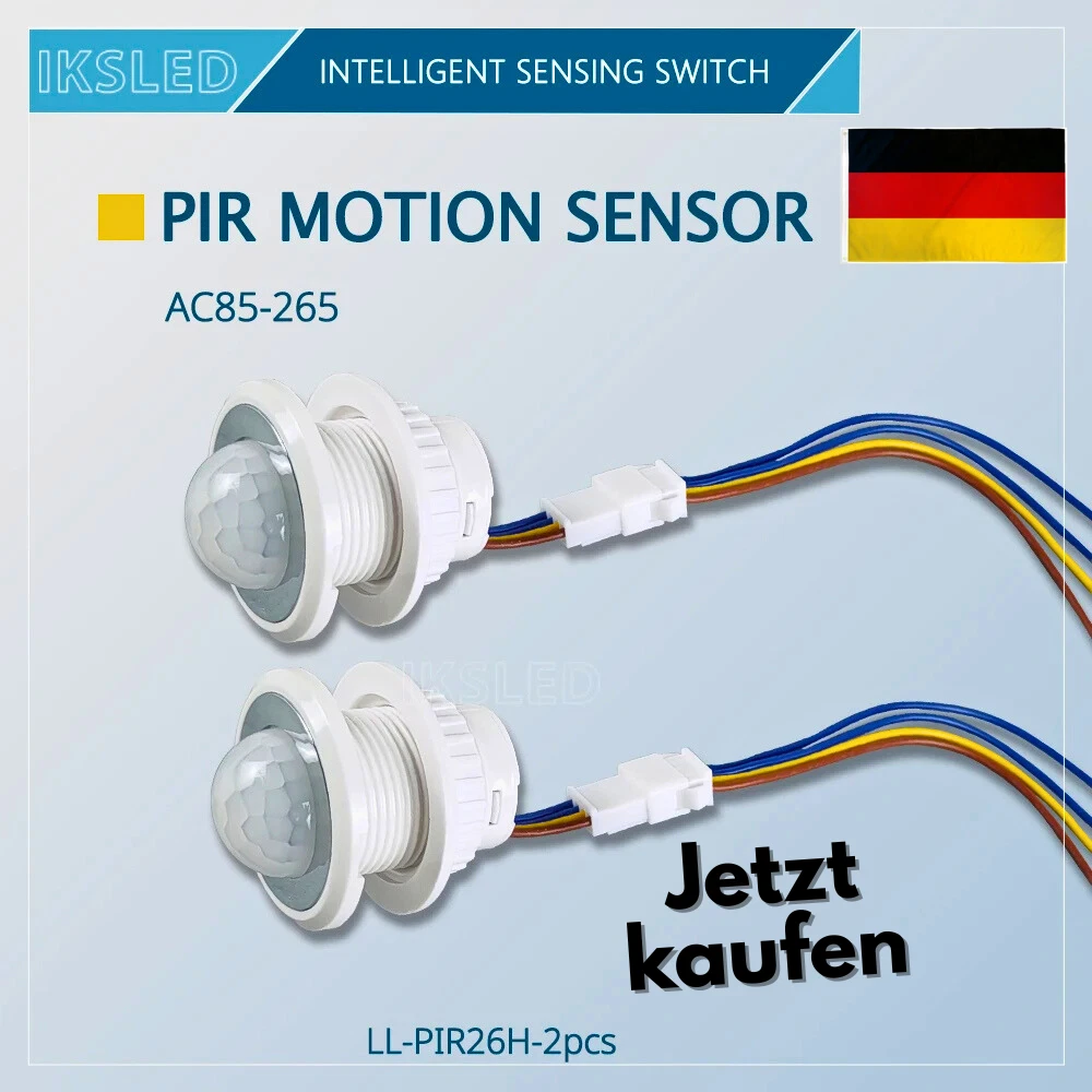 Produktbild von Yusat PIR-Bewegungsmelder 5-24V DC – Infrarot, Einbaumodul, Aluminiumgehäuse, Für Schrankbeleuchtung & LED-Streifen