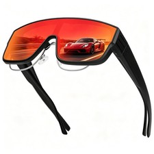Oversized Fit Over Glasses Polarized Sunglasses for Men Trendy Flat Top Shade...