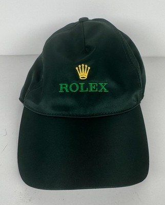 Rolex Green Microfiber Hat Cap Gold Crown Embroidered Adjustable