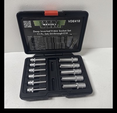 VIM 11pc 1/4 & 3/8 dr Deep Inverted E-Torx Socket Set E-4 to E-18 #VDE418