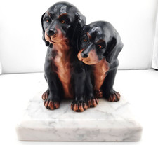 Dogs Rottweiler Sculpture + Marble Base - 1900 - Plastic Ceramic Clay Porcelain