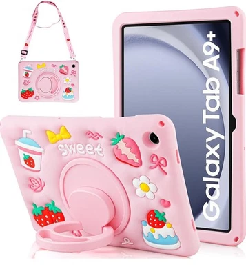 AOLCRV Aolcev for Samsung Galaxy Tab A9 Plus Case 11” 2023 For Girls-STRAWBERRY DESIGN