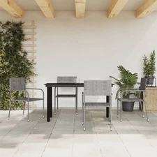 Garden Dining Set Grey and Black