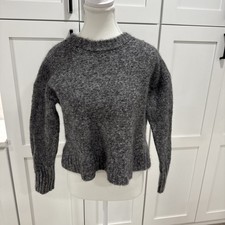 Helmut Lang Sweater Womens M Gray Wool Alpaca MoHair Pullover Boxy