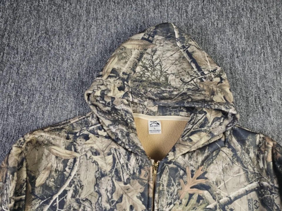 AKIMBO Club Real Tree Edge Camo Hoodie Jacket Men's Size L Full Zip Hunting USA - Image 3 of 4