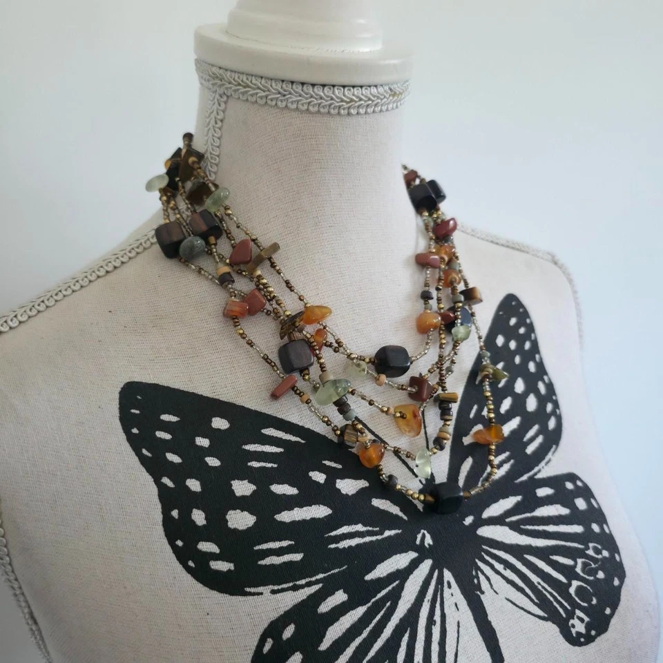 Y2k 00s 2000-х бисером капризный сказочный ожерелье бисер многоцветные камни - Изображение 4 из 4