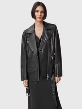 Image of AllSaints Women’s Billie Real Leather Biker Jacket, Black Size Medium , RRP £439