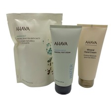 AHAVA Lot Israel Dead Sea Mineral Hand Cream, Foot Cream Bath Salts Bundle