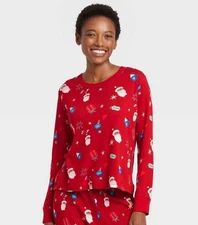 Wondershop Red Santa Cotton Holiday Matching Family Pajama Shirt Medium #7173