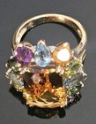 14k JCR Stamped: John C. Rinker; Multi-Gemstone 14K Yellow Gold Cluster Ring-sz7 — photo 8