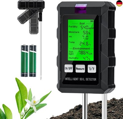 Wigearss 6 in 1 Bodenmessgerät, Digitales PH Bodentester, Feuchtigkeit,