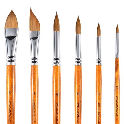 6 PCS Sable Kolinsky Watercolor Paint Brushes Professional Artists Set Painting.