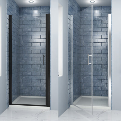 SUNNY SHOWER 26-36'' x 72'' Pivot Shower Door Frameless 1/4'' Clear Glass Panel 