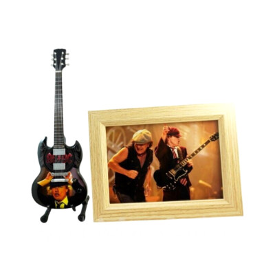 Miniature Guitar AC/DC with free stand + PHOTO 5X7 BRIAN JOHNSON ANGUS ...