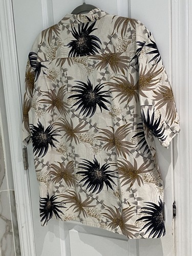 Camisa vintage Bruno para hombre manga corta con botones estampado floral de palma talla XL - Imagen 8 de 8