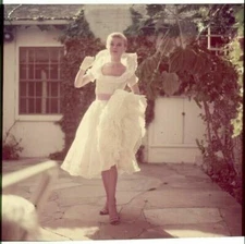 Vera-Ellen elegant photo shoot in white dress Original 2.25 x 2.25 Transparency