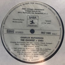 12 LP  Charles McPherson    The Quintet / Liv...