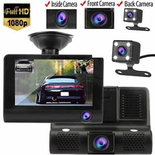 3 Channel Dash Camera Front & Rear ,1296P HD Car DVR Dash Camera Video Recorder