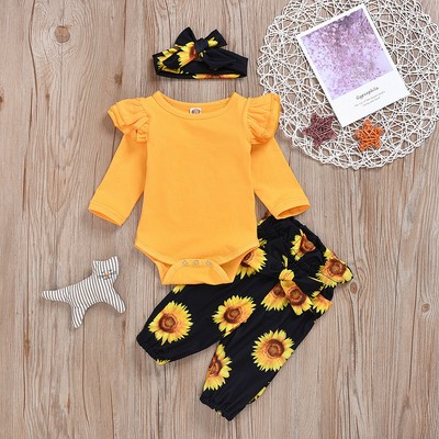 sunflower baby romper