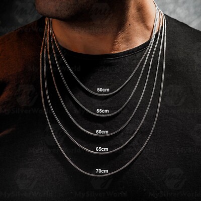 Solid 925 Sterling Silver Crescent Moon Star Men's Necklace | eBay