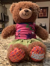BAB Build a Bear Happy Birthday Bear 16 inch Plush Stuffed Teddy Pink Shirt Tutu