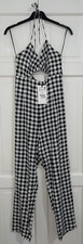 ZARA BLACK WHITE GINGHAM PRINT DUNGAREES JUMPSUIT WITH CUT-OUT DETAIL SIZE S NEW