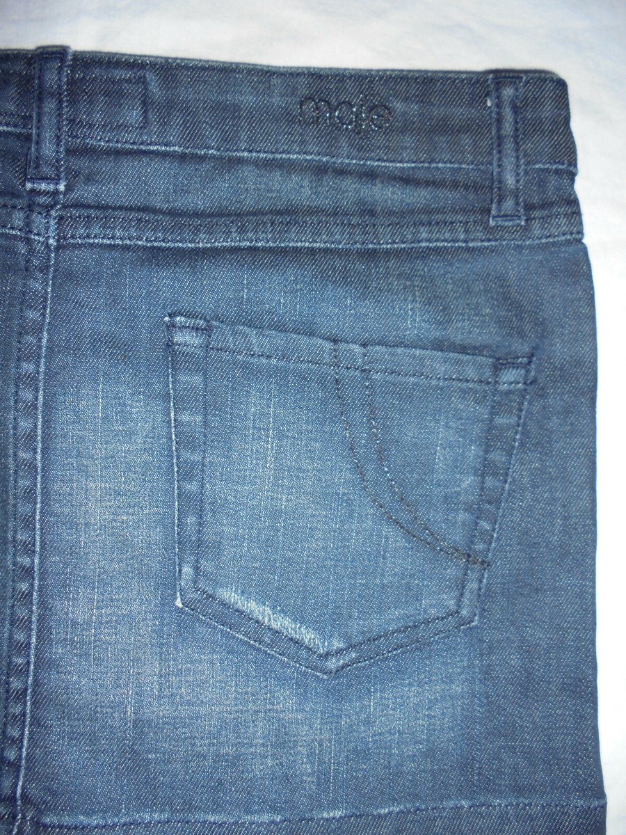 Mini-Jupe Maje En Jean Surteint Effet Vieilli - Taille 34 (W24) - Comme Neuve